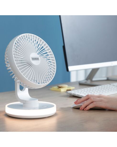 Ventilateur de bureau rechargeable avec LED FanLed blanc - 4W